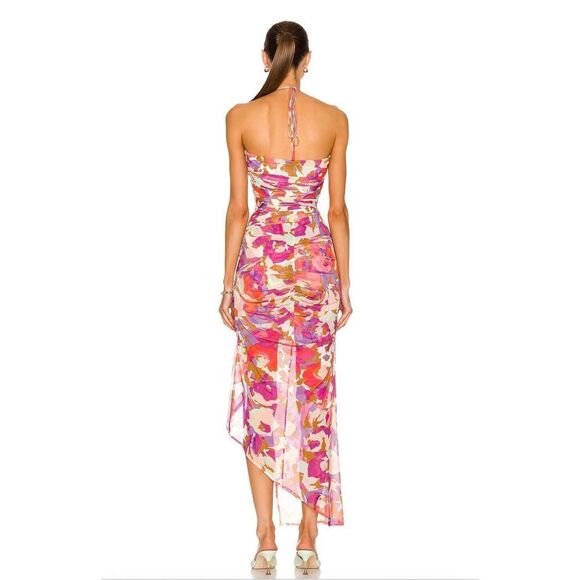 Nicholas Maeve Floral Ruched Dress Pink Abstract Floral Size XS - Picture 2 of 12
